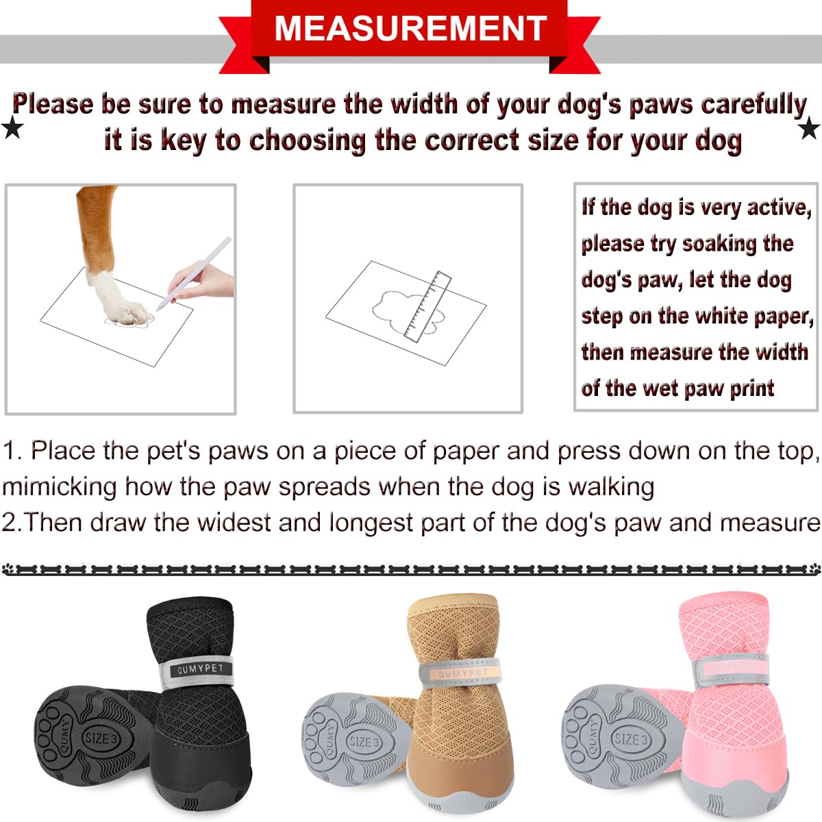 QUMY 4PCS Dog Shoes for Small Dogs, Hot Pavement Summer Puppy Dog Boots & Paw Protectors with Soft Anti-Slip Rubber Sole, Mesh B